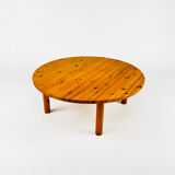 Table basse en pin massif du milieu du siècle, années 1970