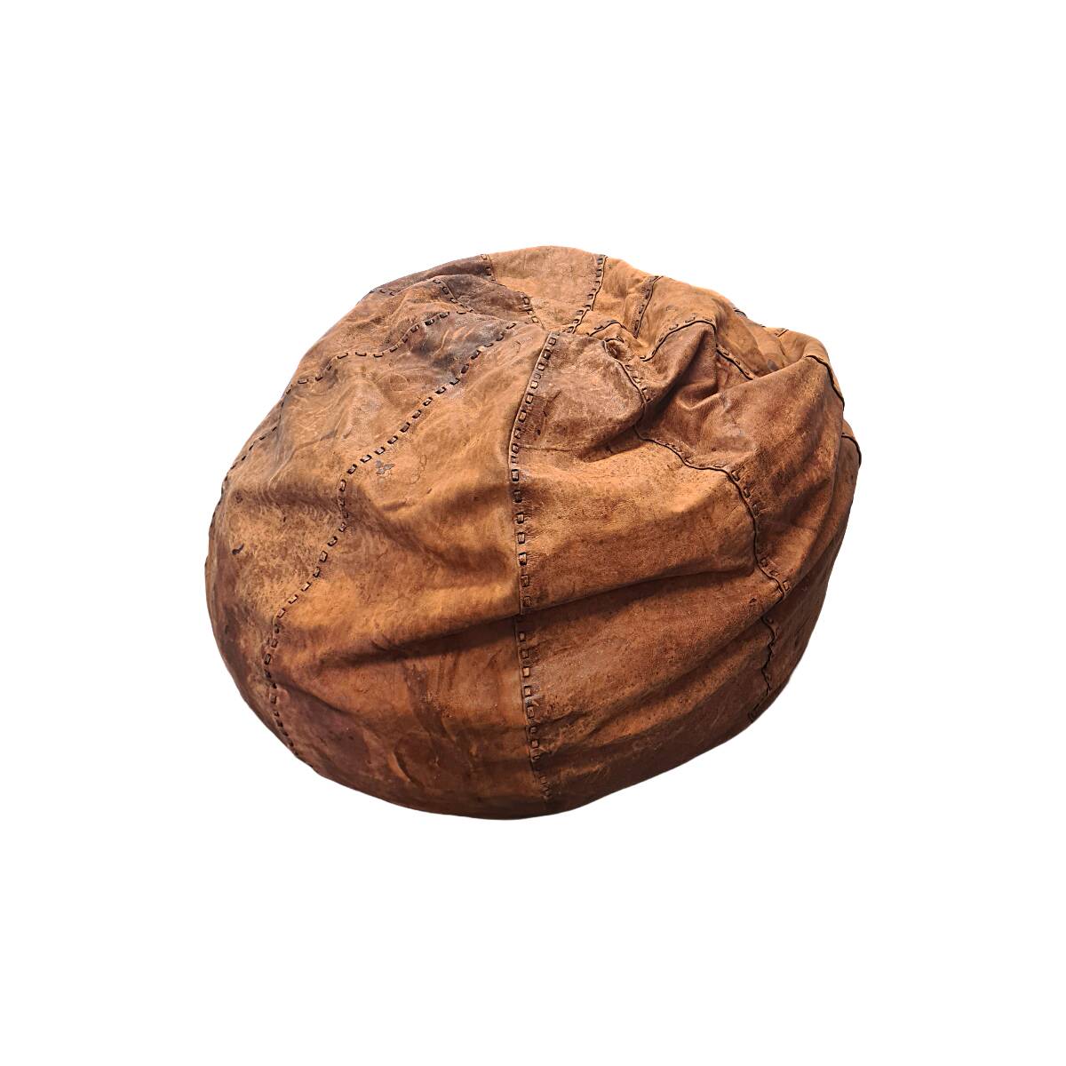 Grand pouf vintage italien en cuir, années 1970