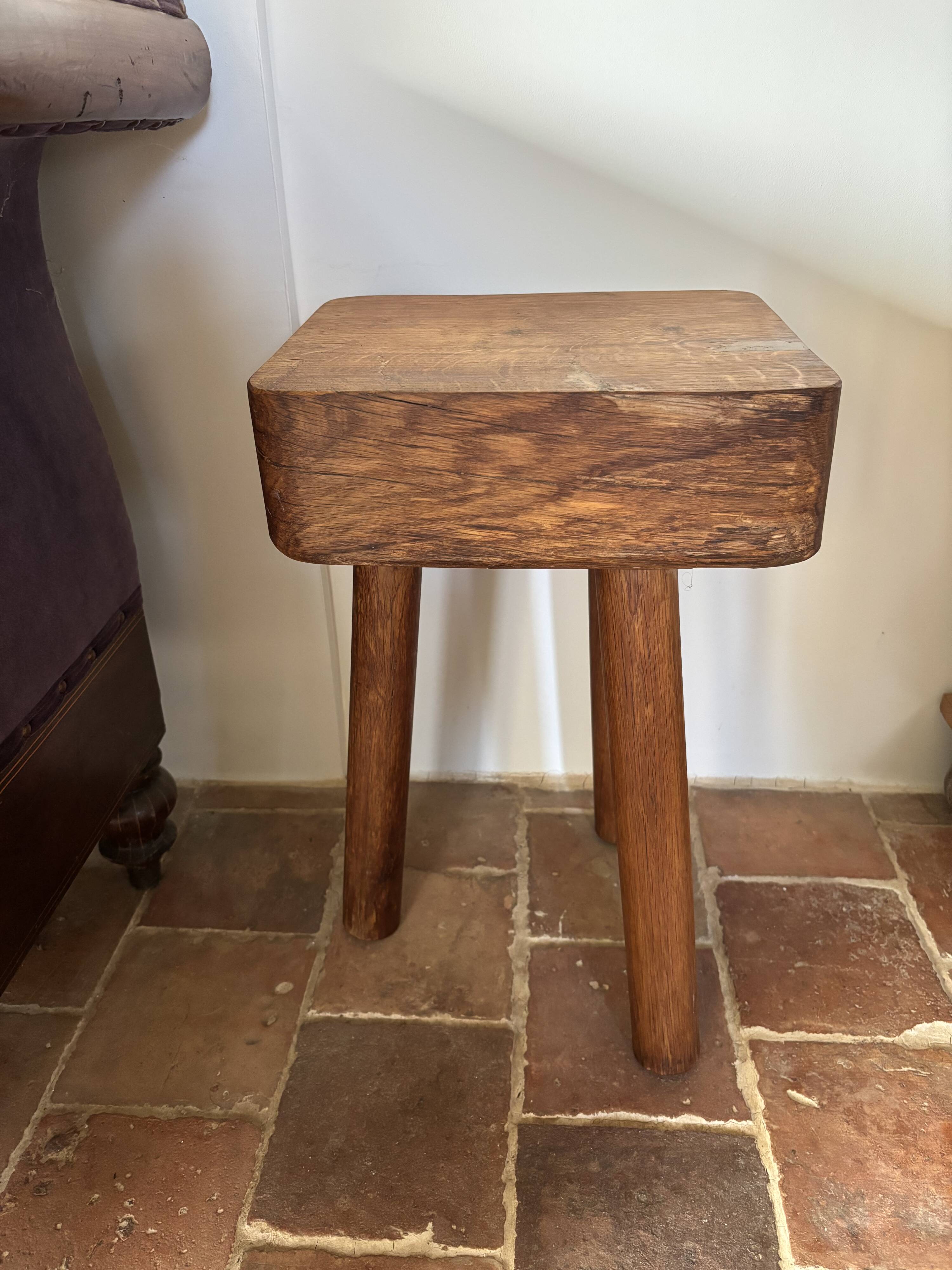 Brutalist stool in the style of Charlotte Perriand
