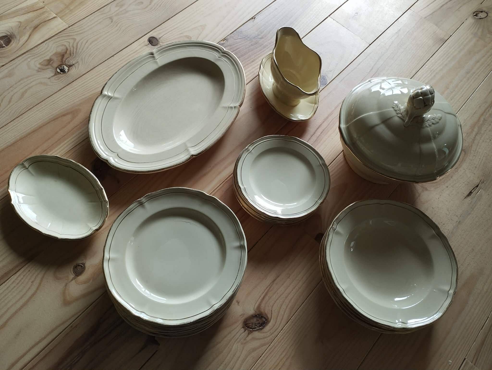 Service de table ancien gien – modèle niderviller – ensemble exceptionnel