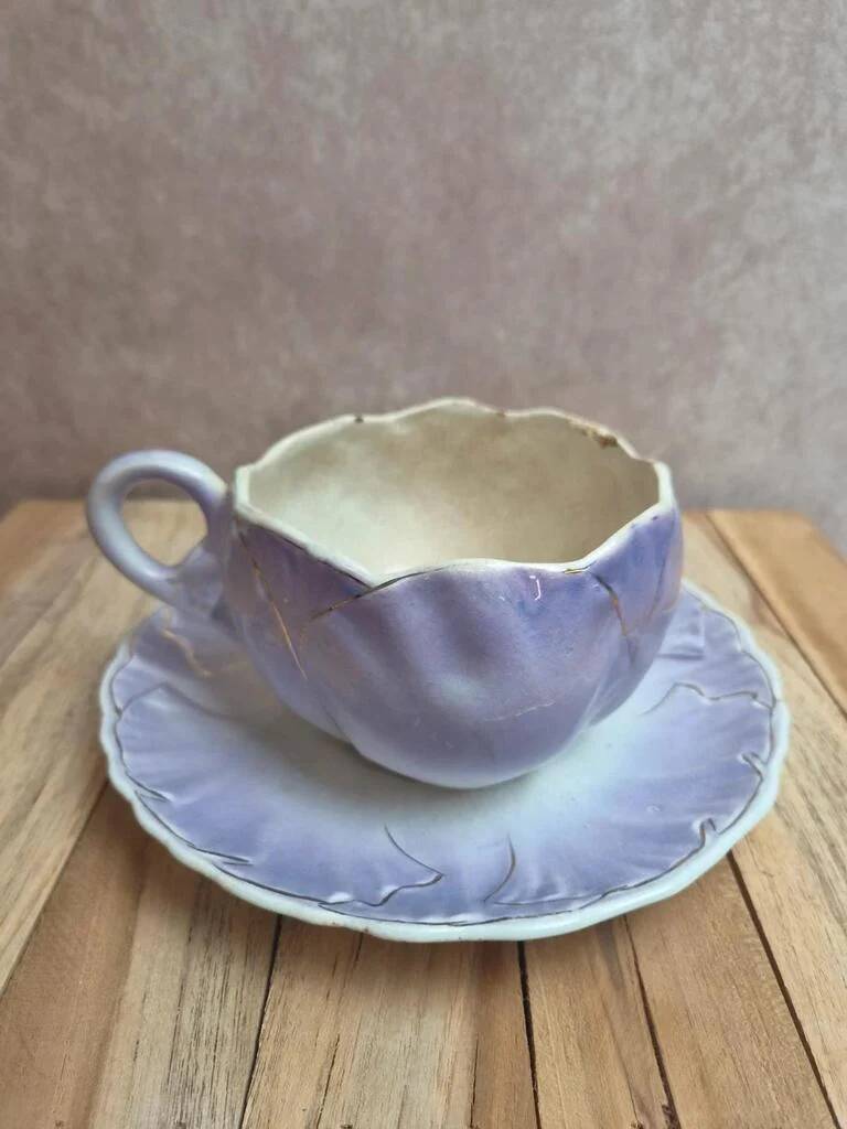 2 large breakfast/chocolate cups K&G Lunéville with saucers
