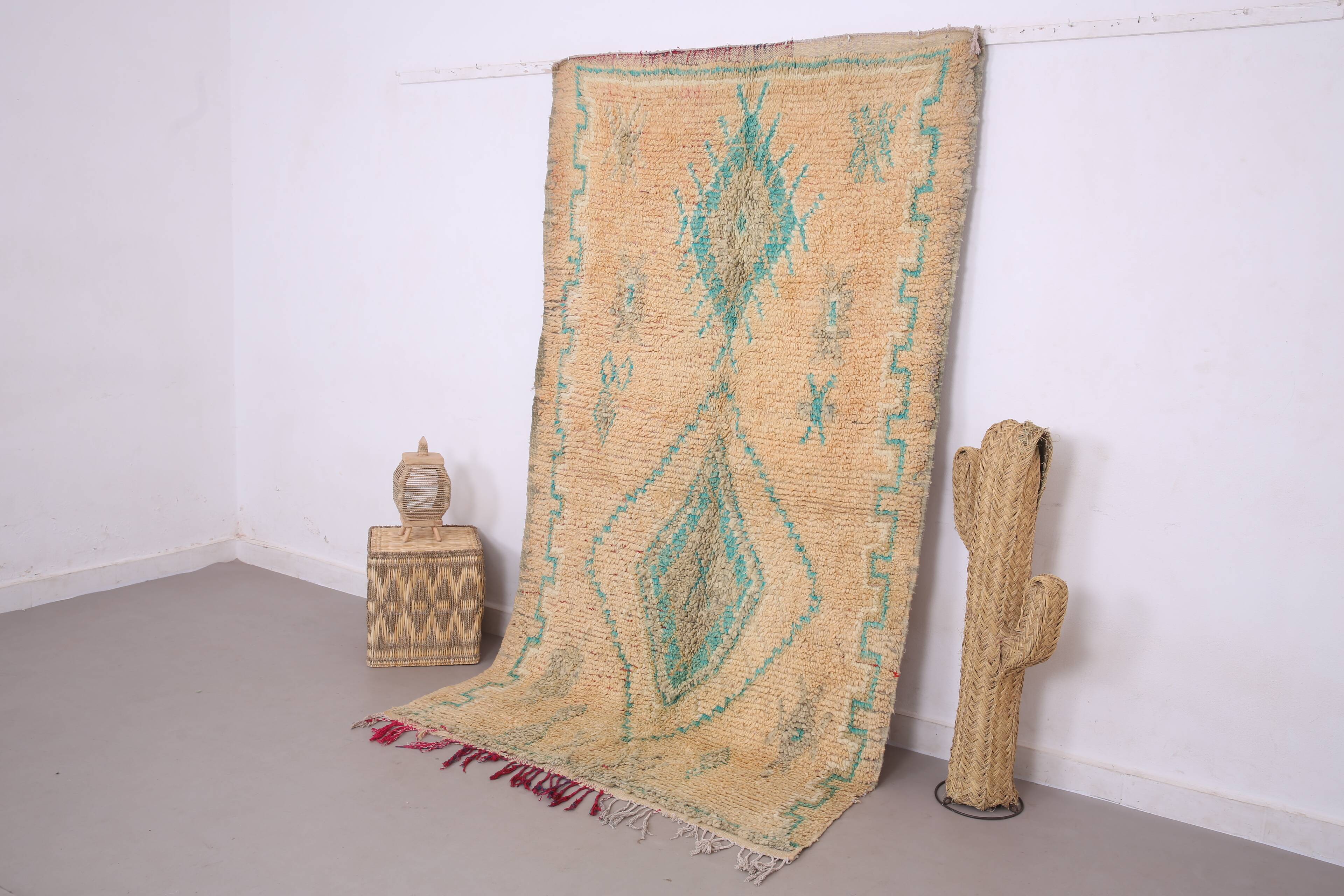 Peach & Turquoise vintage moroccan rug 143 x 249 cm - Berber Rug Handmade