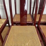 Set of 7 lacquered and caned chairs 1980 MONTINA SPA Italy