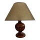 Vintage table lamp in turned wood and fabric lampshade