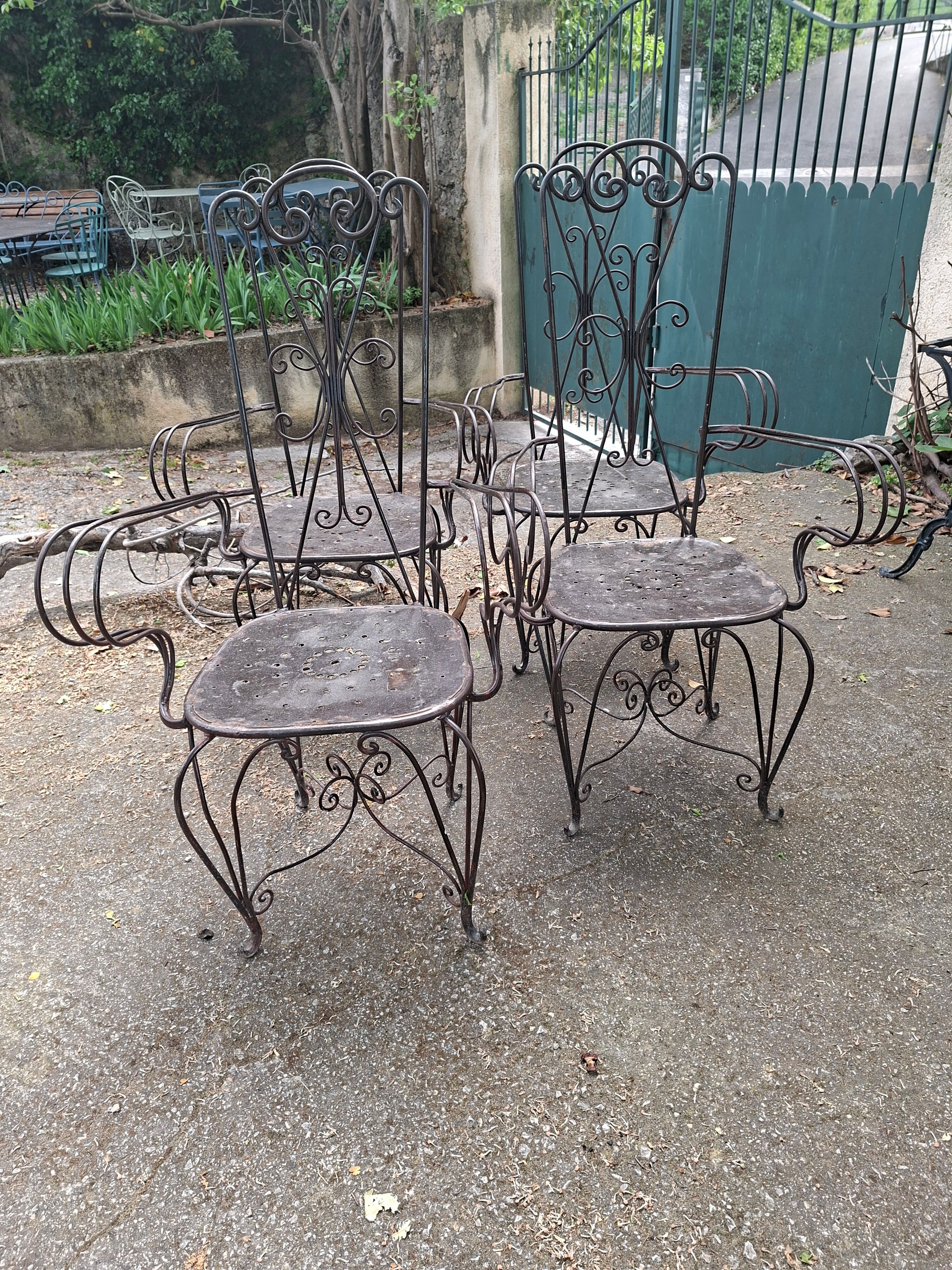 Fauteuils de jardin vintage en fer forgé