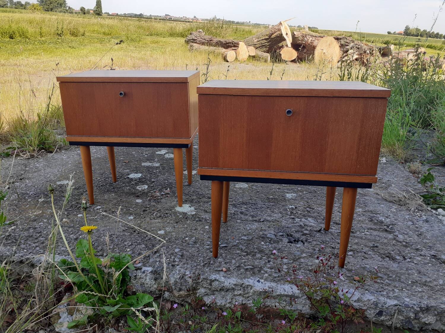 Pair of antique bedside tables
