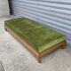 1920s velvet and oak bench