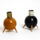 Pair of beautiful small Mid Century Modern tripod wooden table lamps