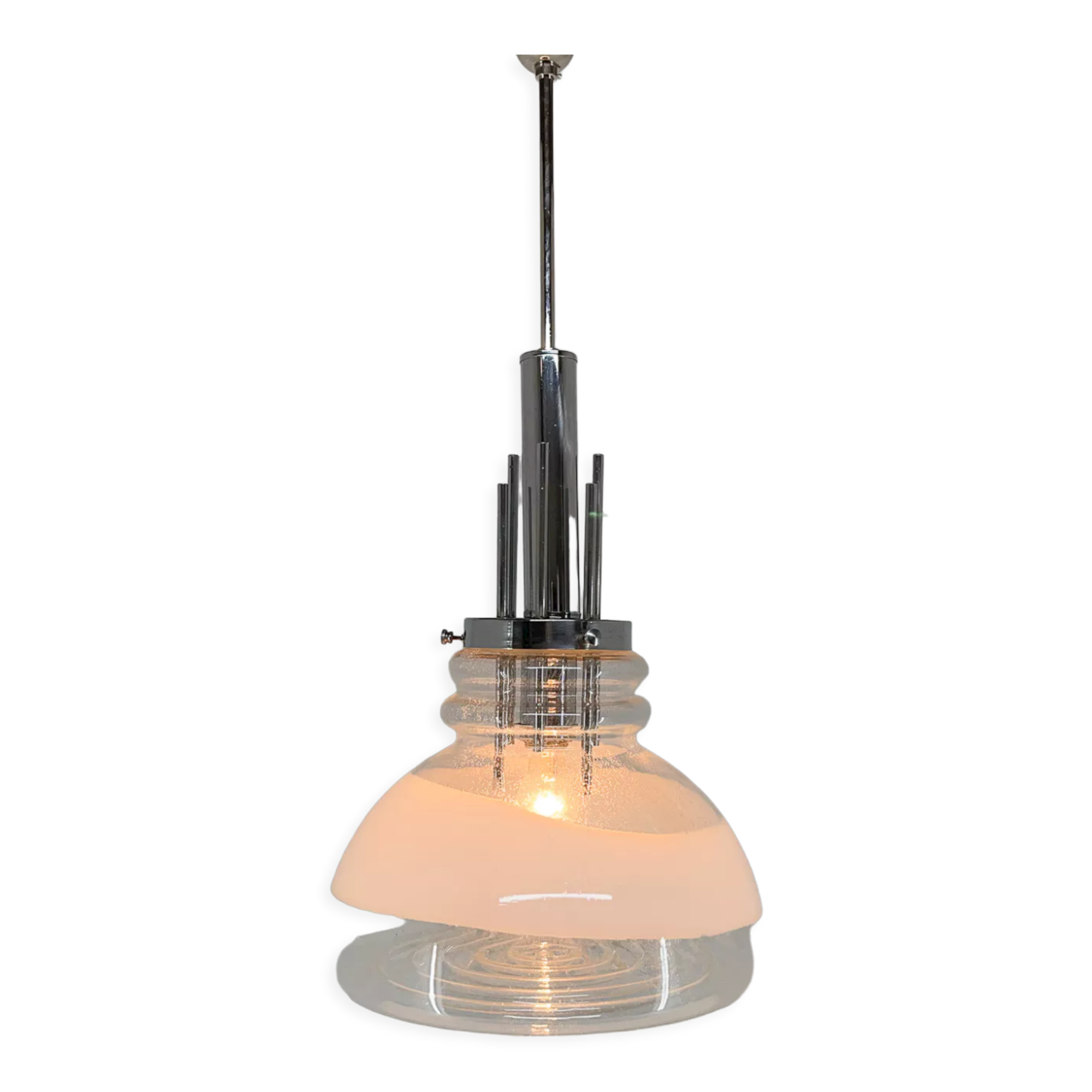 1960's Murano glass & chrome pendantby Mazzega, Italy