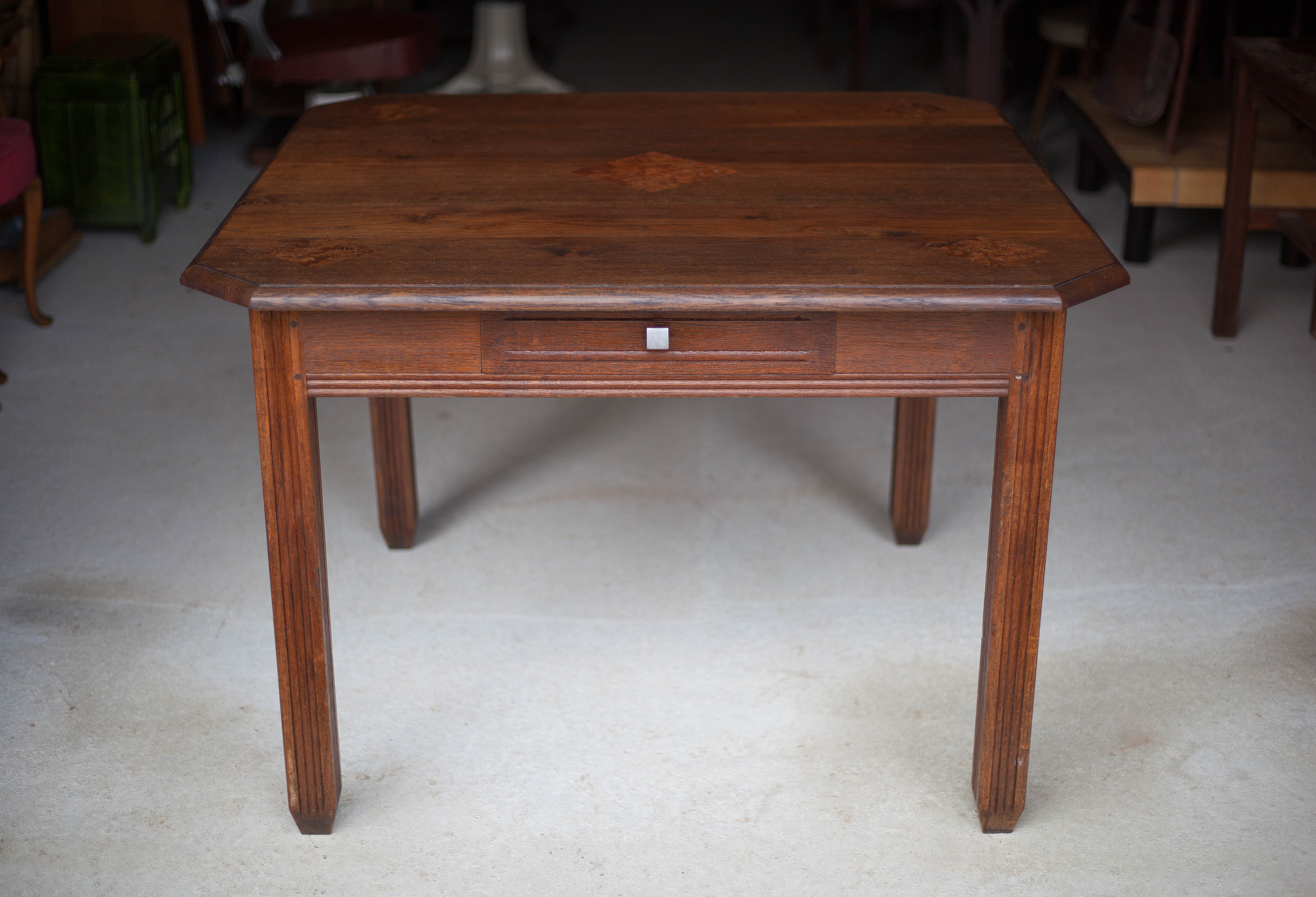 Square wooden art-deco table