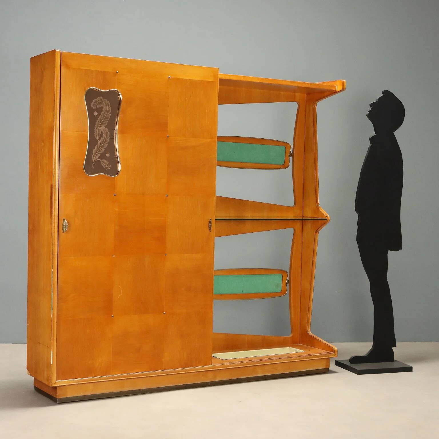Meuble d’entrée avec console en verre années 1950