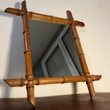 Old bamboo-style wooden mirror from the 50s