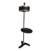 Vintage push-button ashtray from the 70s – Black and brass – With shelf