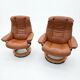 Pair of Ekornes Stressless leather armchairs, 1980s