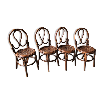 Set of 4 rattan chairs canned