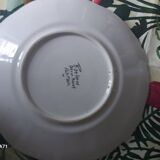 Faience plate from Desvres, Rouen decoration, signed René Delarue.