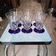 Lot de 6 verres pied bleu