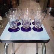 Lot de 6 verres pied bleu