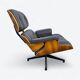 Fauteuil et repose-pieds Herman Miller Original Eames, marron et noyer