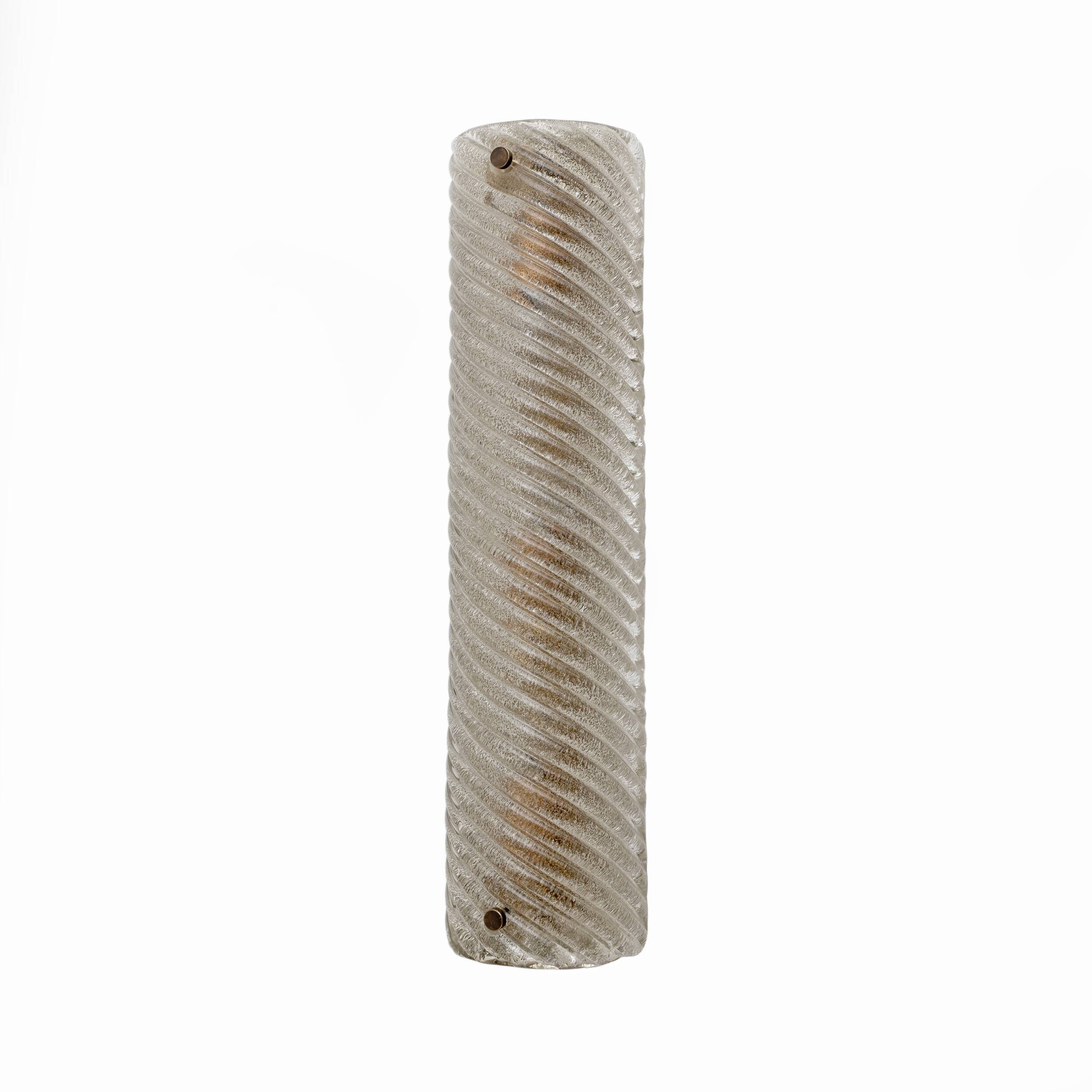 Pair of Barovier & Toso Style Modern Murano Glass Smoked Twisted Sconces