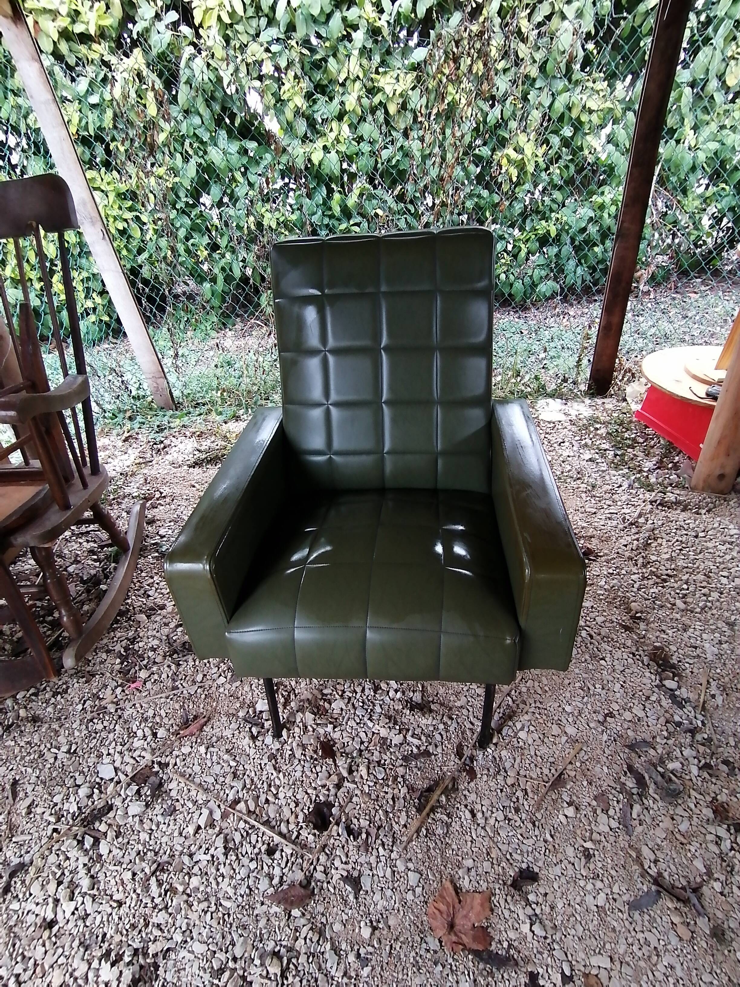 Green skai armchair 1950 1960