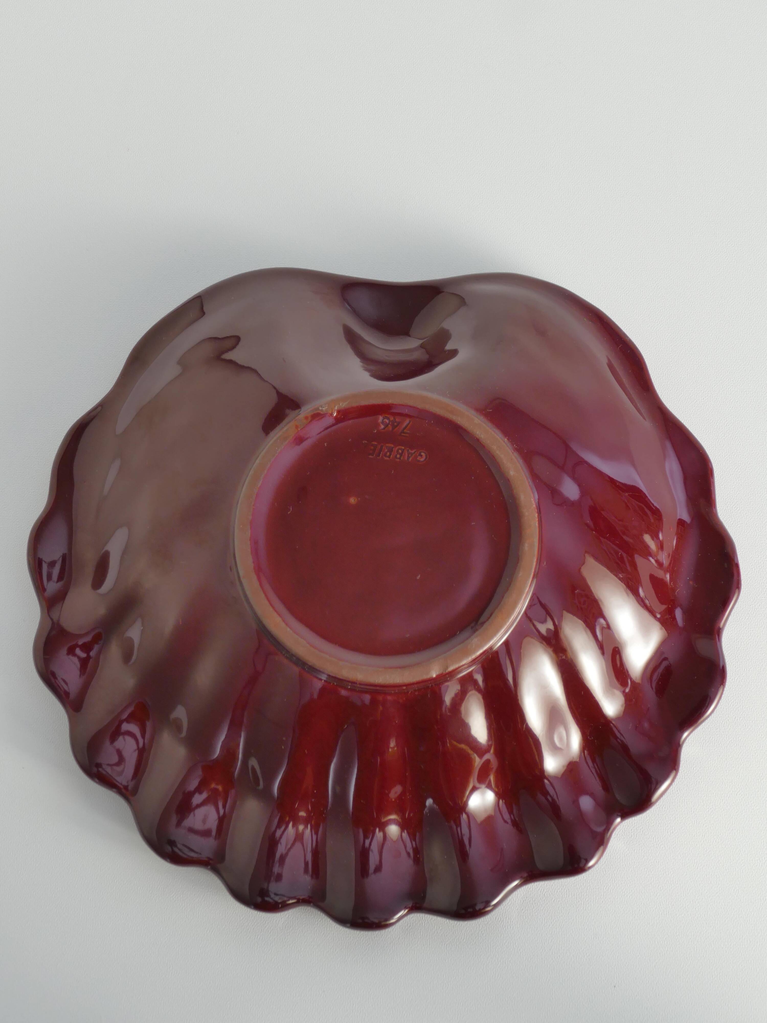 Art Deco Merlot Red Ceramic Vide-Poche by Gabriel Keramik, Sweden 1960s