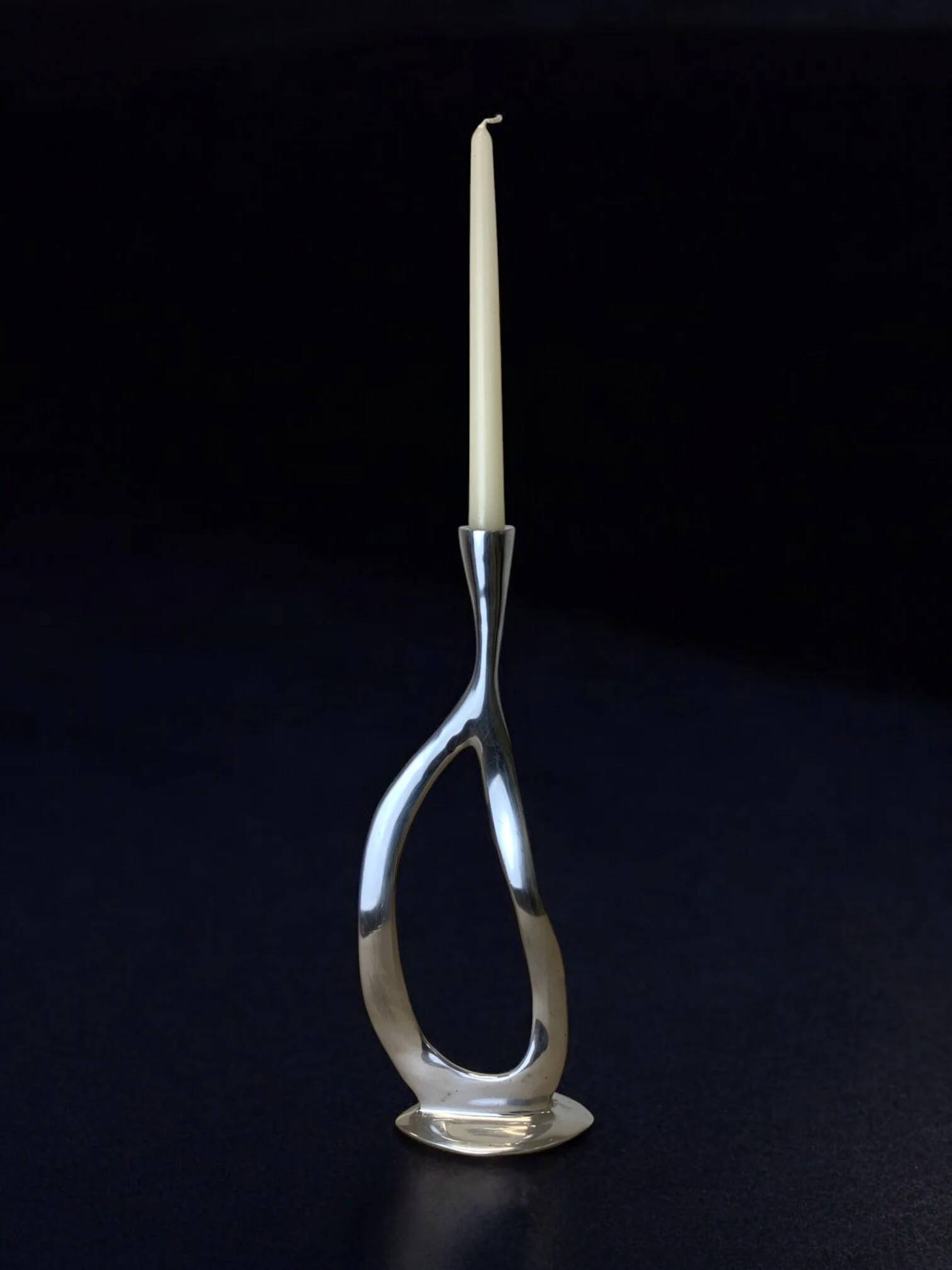 Biomorphic candleholder, solid aluminium, 1970s
