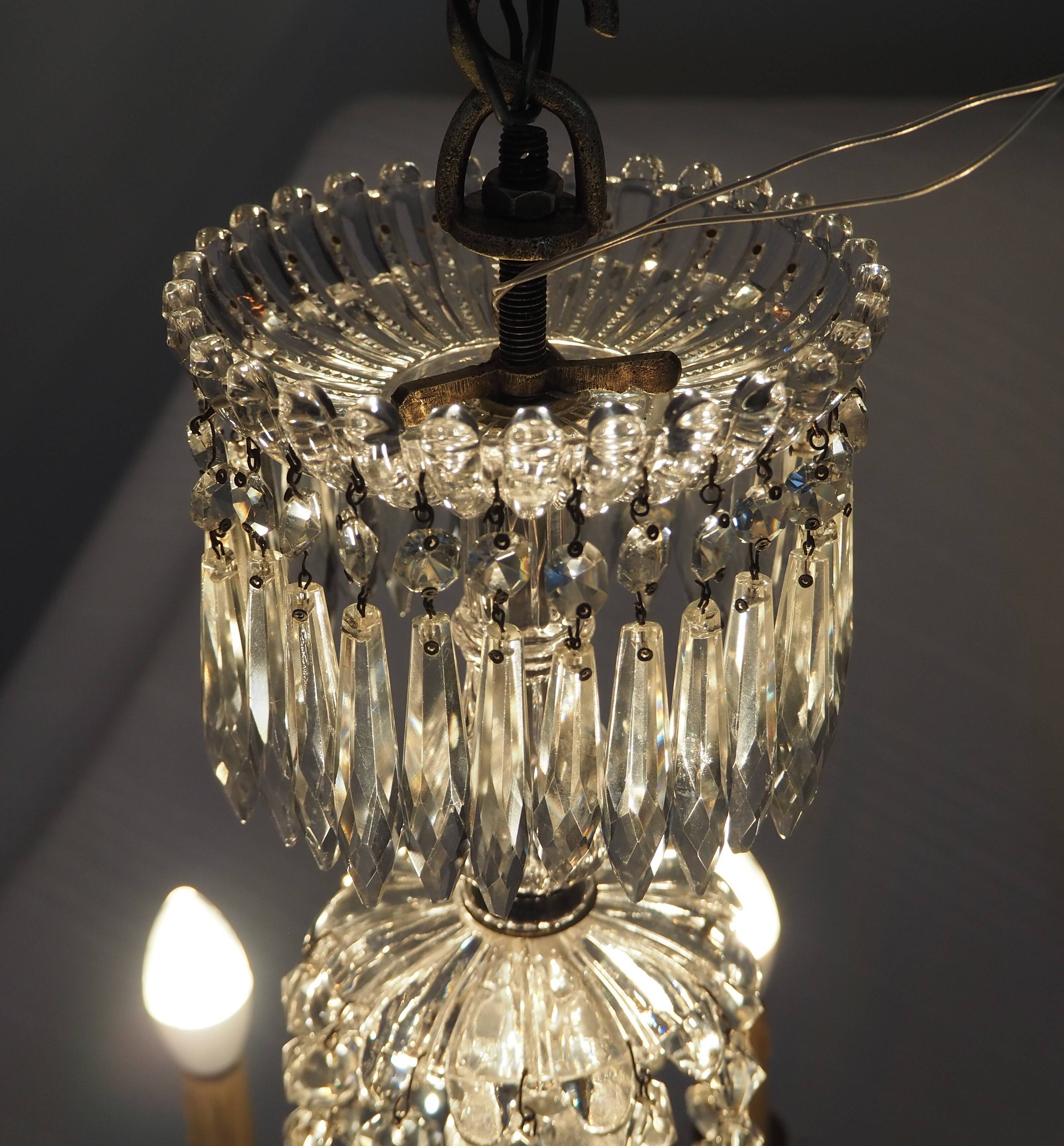 Napoleon III chandelier with crystal pendants, signed Portieux 19th century