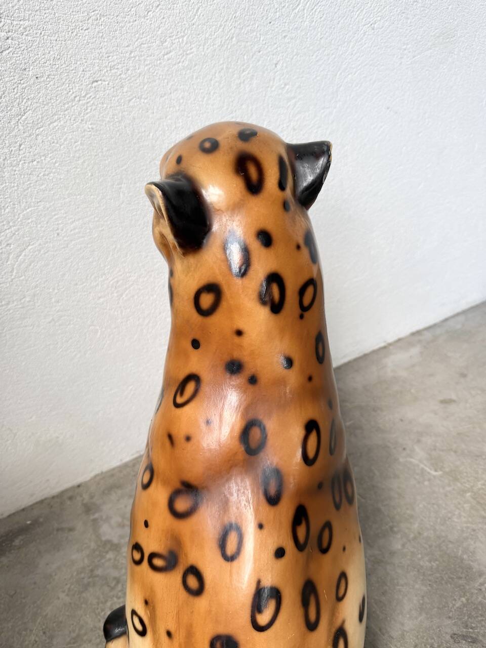 XL Italian ceramic leopard sculpture statue 1970