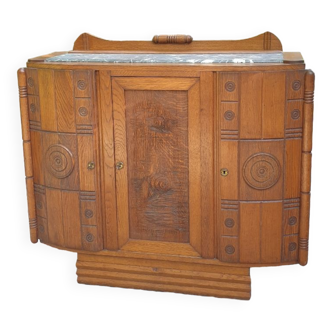 Buffet art déco chêne et marbre