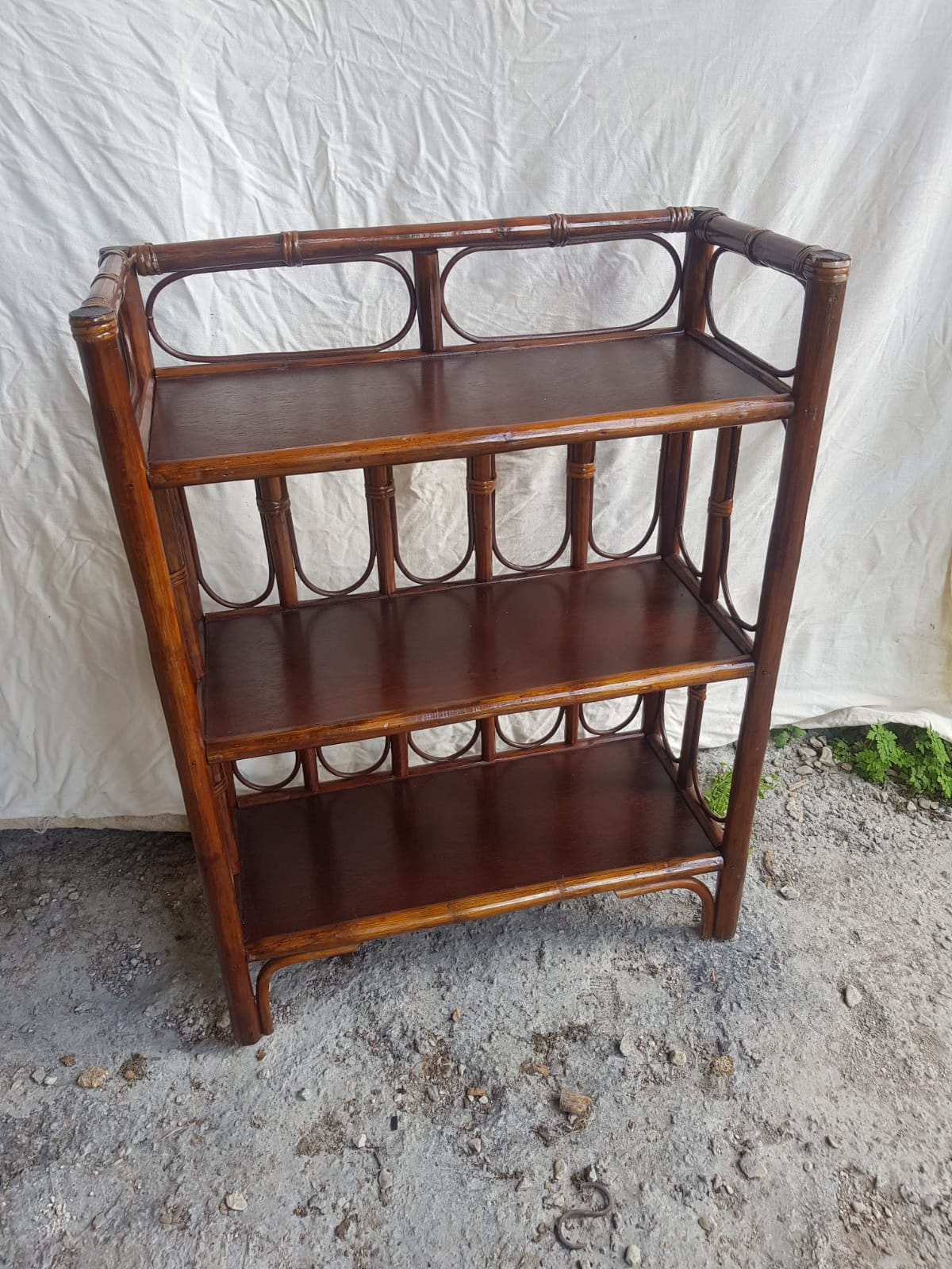Old furniture rattan shelf 3 shelves 70s vintage
