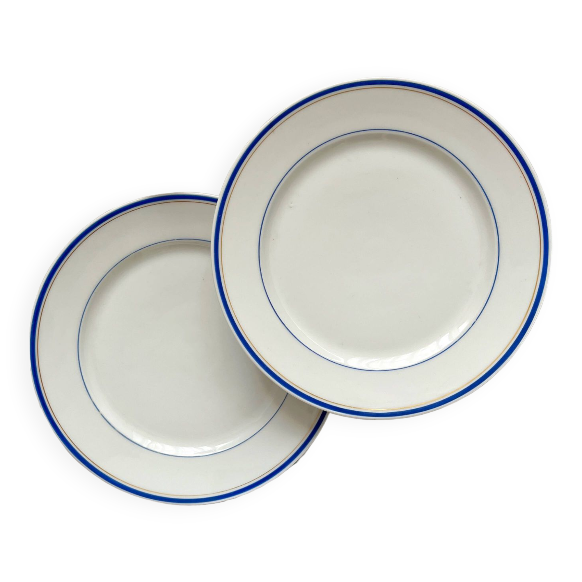 2 antique porcelain dessert plates in the Empire style, 19th century