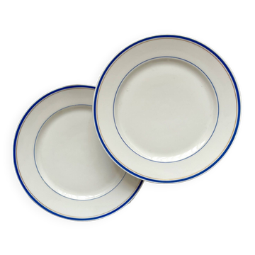 2 assiettes à dessert en porcelaine ancienne style empire 19eme siècle