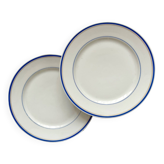 2 assiettes à dessert en porcelaine ancienne style empire 19eme siècle