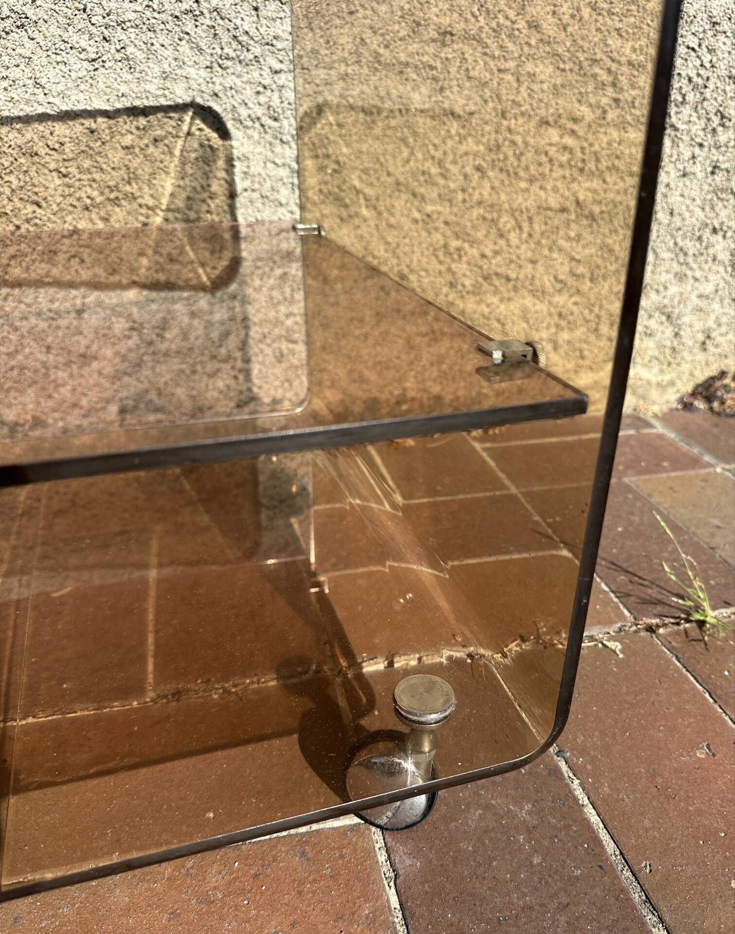 Side table, vintage serving trolley in plexiglass by Michel Dumas for
