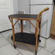 Vintage rattan serving trolley