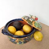 Old vegetable tureen in glazed terracotta