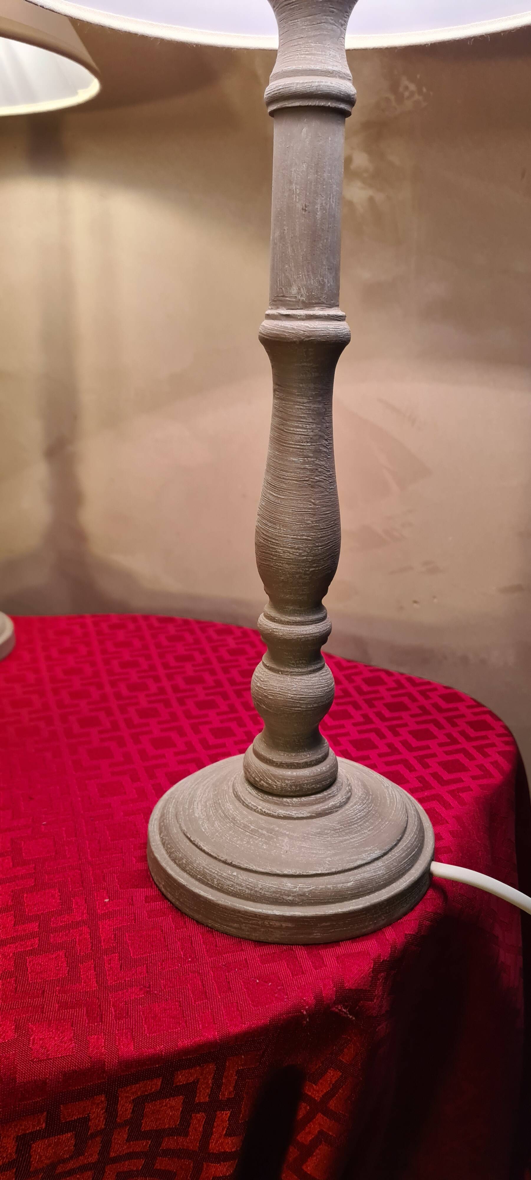 pair of taupe patinated wood lamps in classic Scandinavian style 48x25