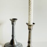 Pair of vintage pewter candlesticks
