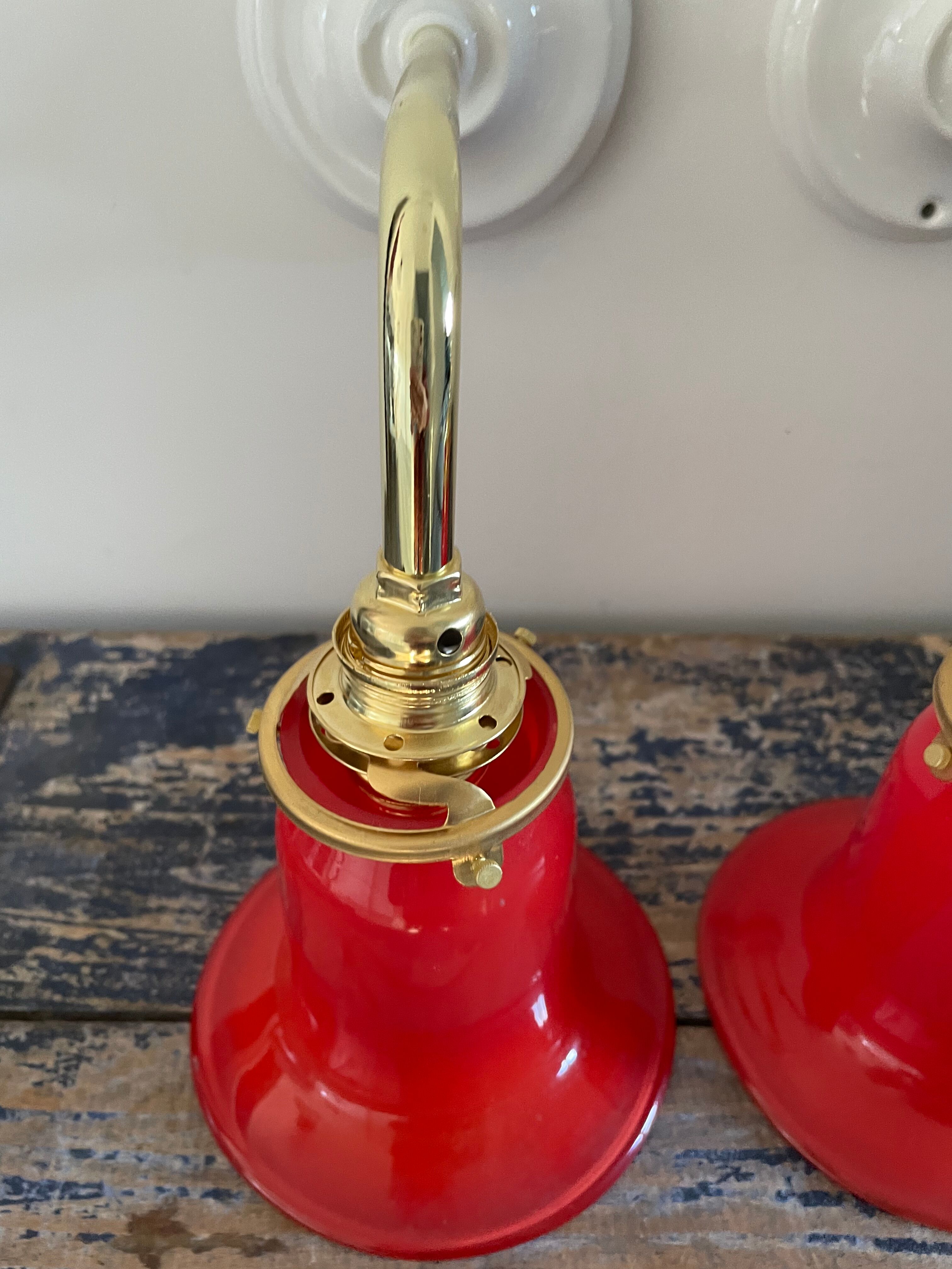 Pair of art deco wall lamps electrified to nine