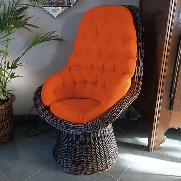 Fauteuil rotin vintage