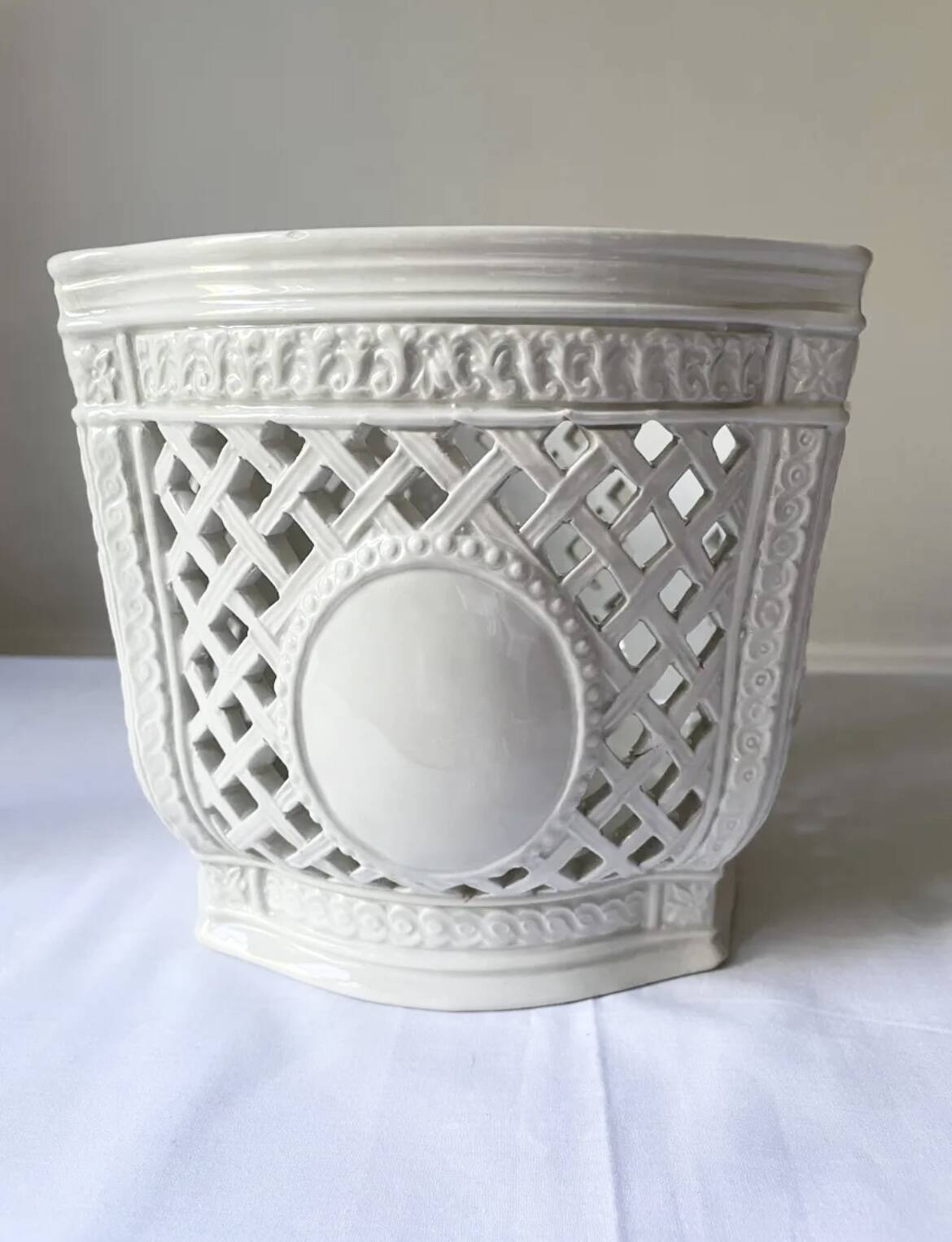 Openwork planter in Italian earthenware