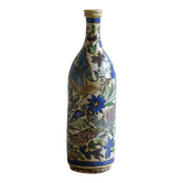 Antique Iznik Style Pottery Bottle with Birds, Ottoman Revival Ceramic Vase