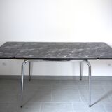 Black and white marbled formica table