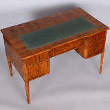 Restored biedermeier walnut writing desk, revived polish, czechia, 1830s