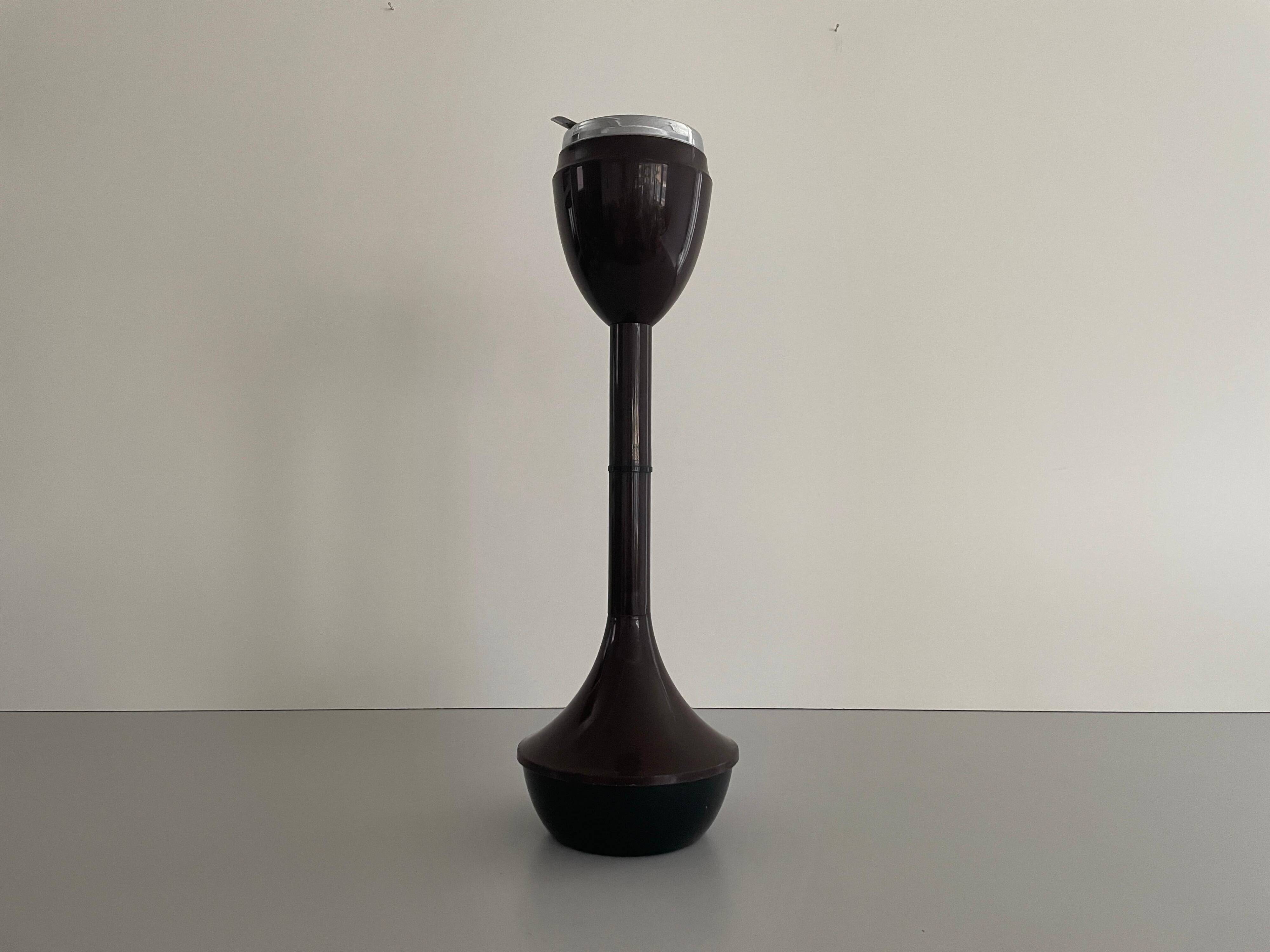 Autonomous industrial ashtray in brown metal and plexiglass, 1970, Italy