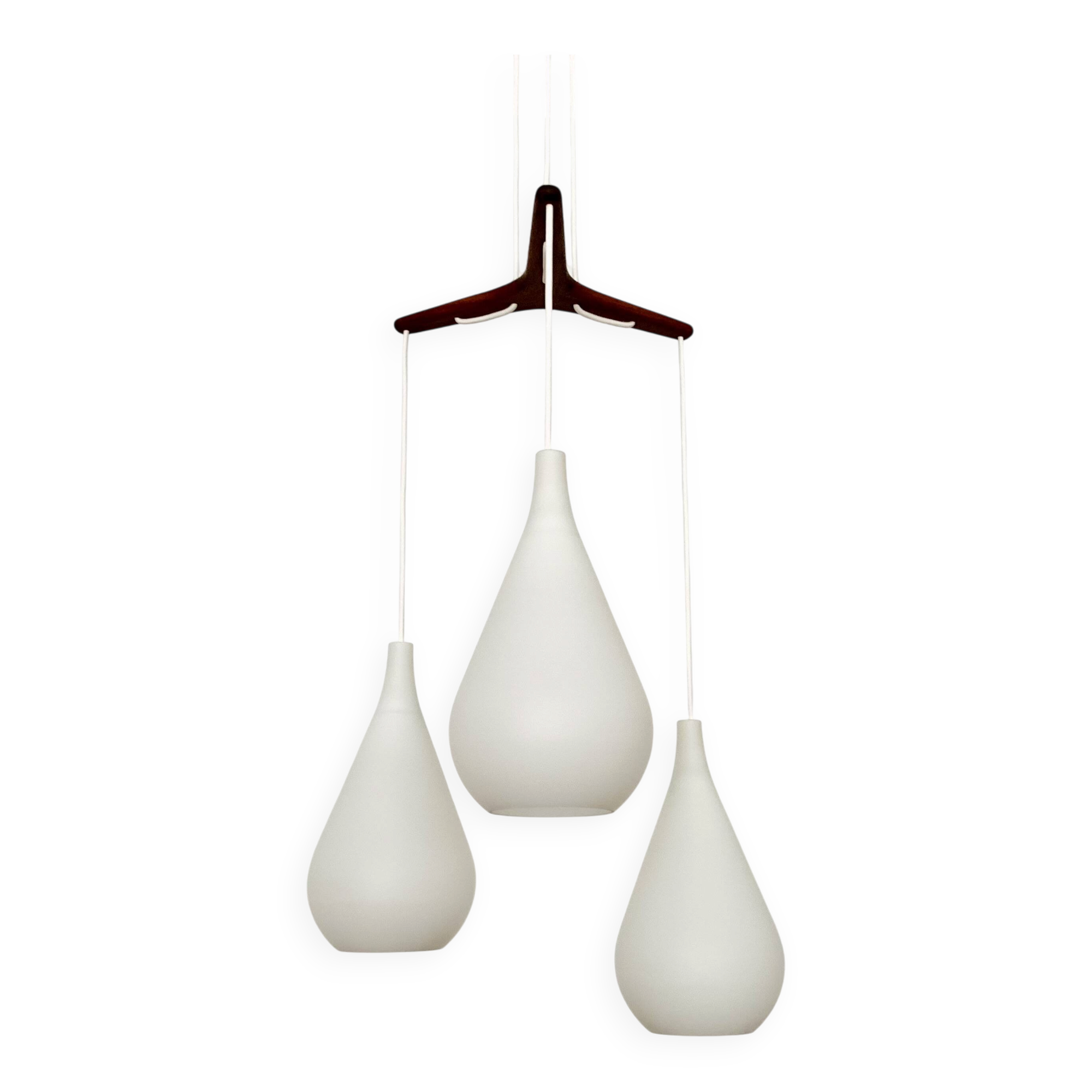 Opaline and Teak Cascading Lamp by Nordisk Solar