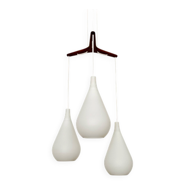 Opaline and Teak Cascading Lamp by Nordisk Solar