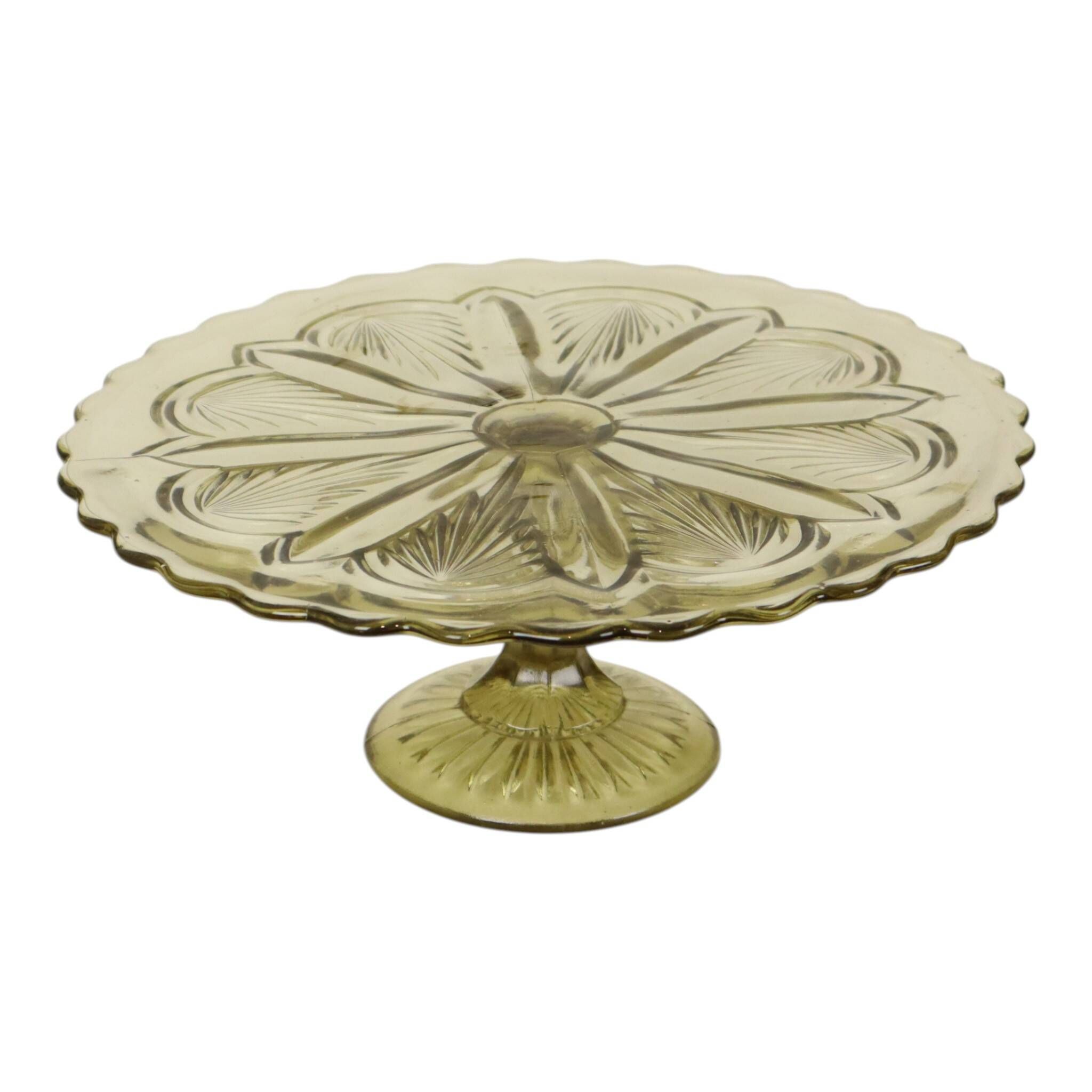 Art Deco Pressed Glass Cake/Pastry Platter 27cm