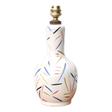 Lampe en céramique blanche décor abstrait années 50